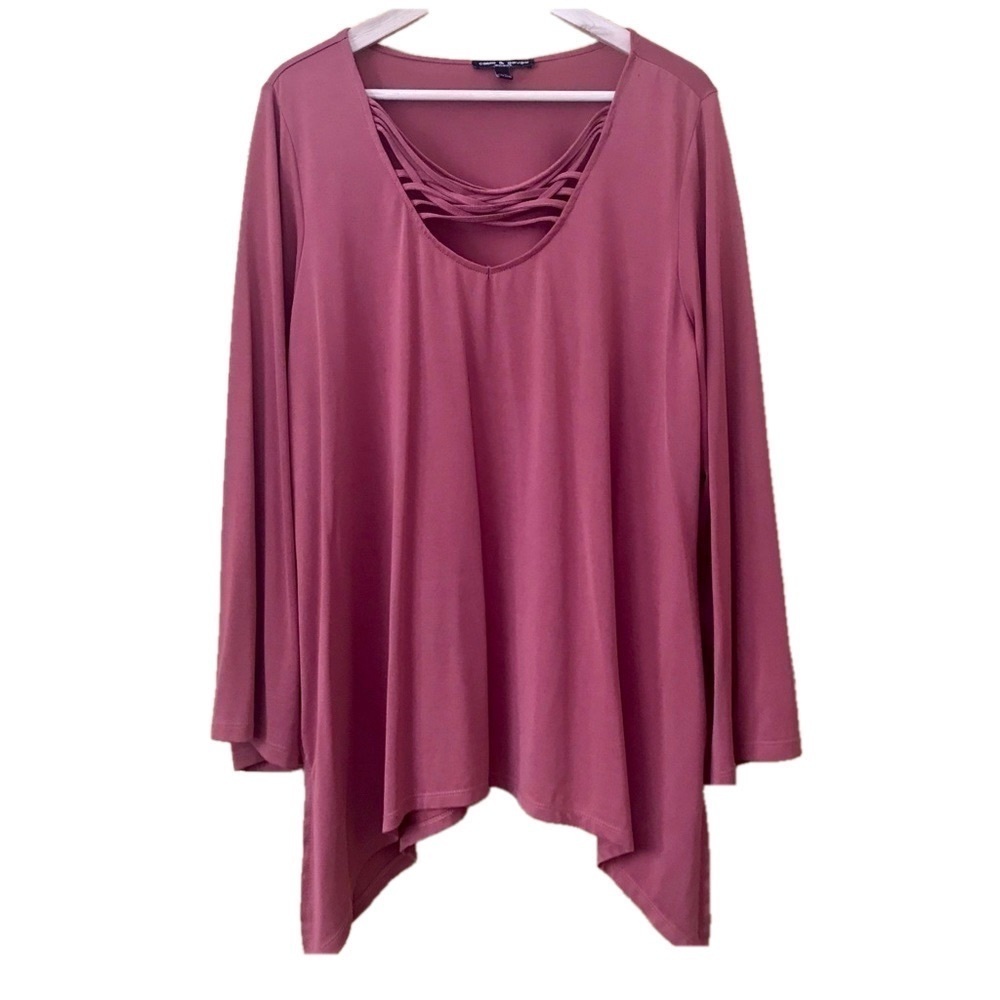 Cable & Guage lattice neck flowy tunic plus size 1X